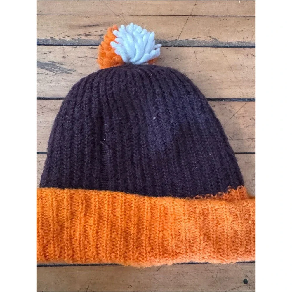 Vintage knit snoopy ski hat orange brown peanuts vtg 1958 1950s winter Pom Pom